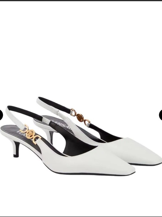 Versace Shoes - Versace - Medusa Biggie Leather Slingback Pumps